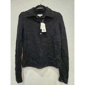 Vince Black Mohair Blend Collared Button Front Sweater M - Imperfect